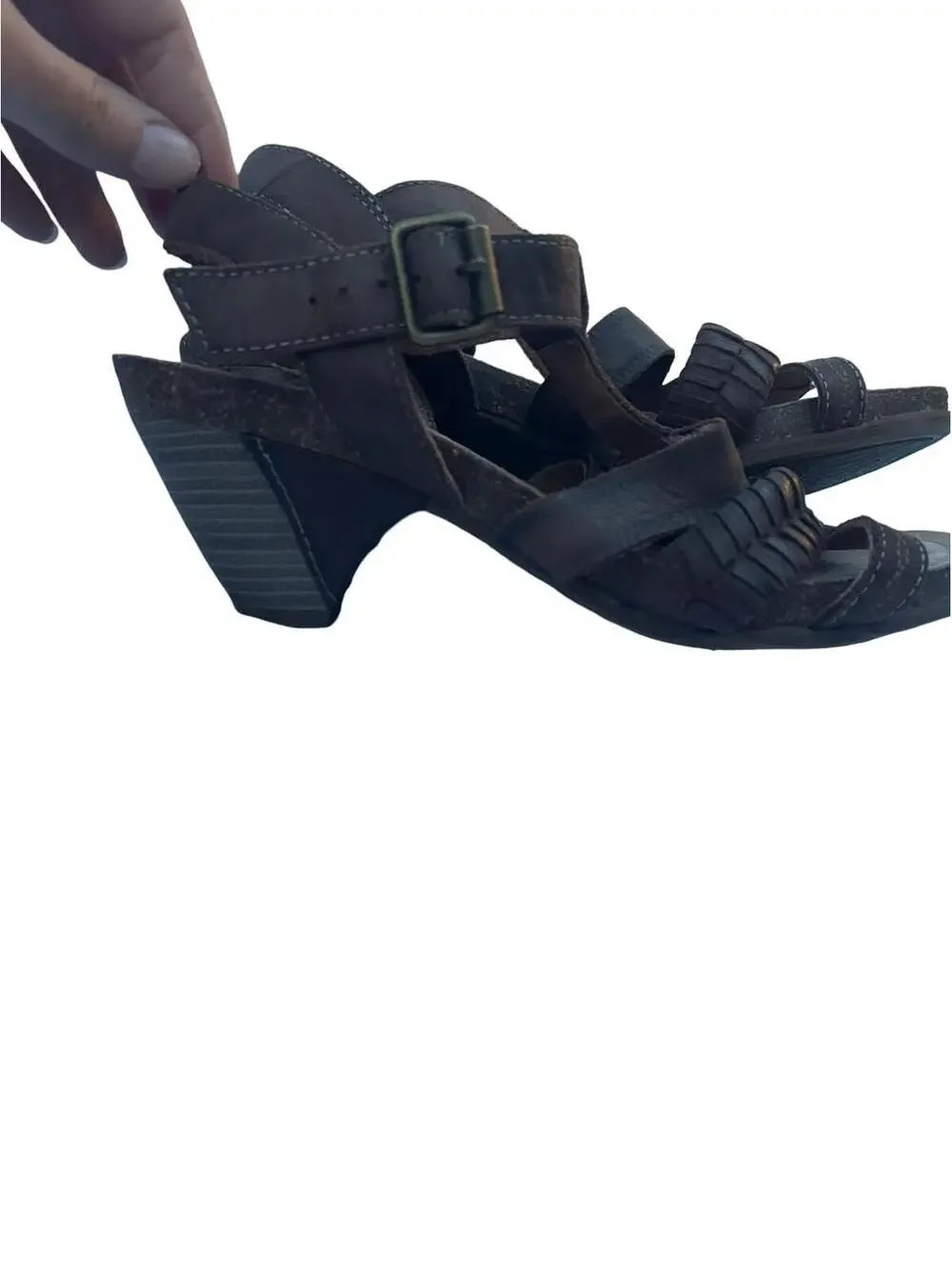 Pikolinos Brown Leather Strappy Sandals Womens EU 38 US 7.5 Comfort Block Heel